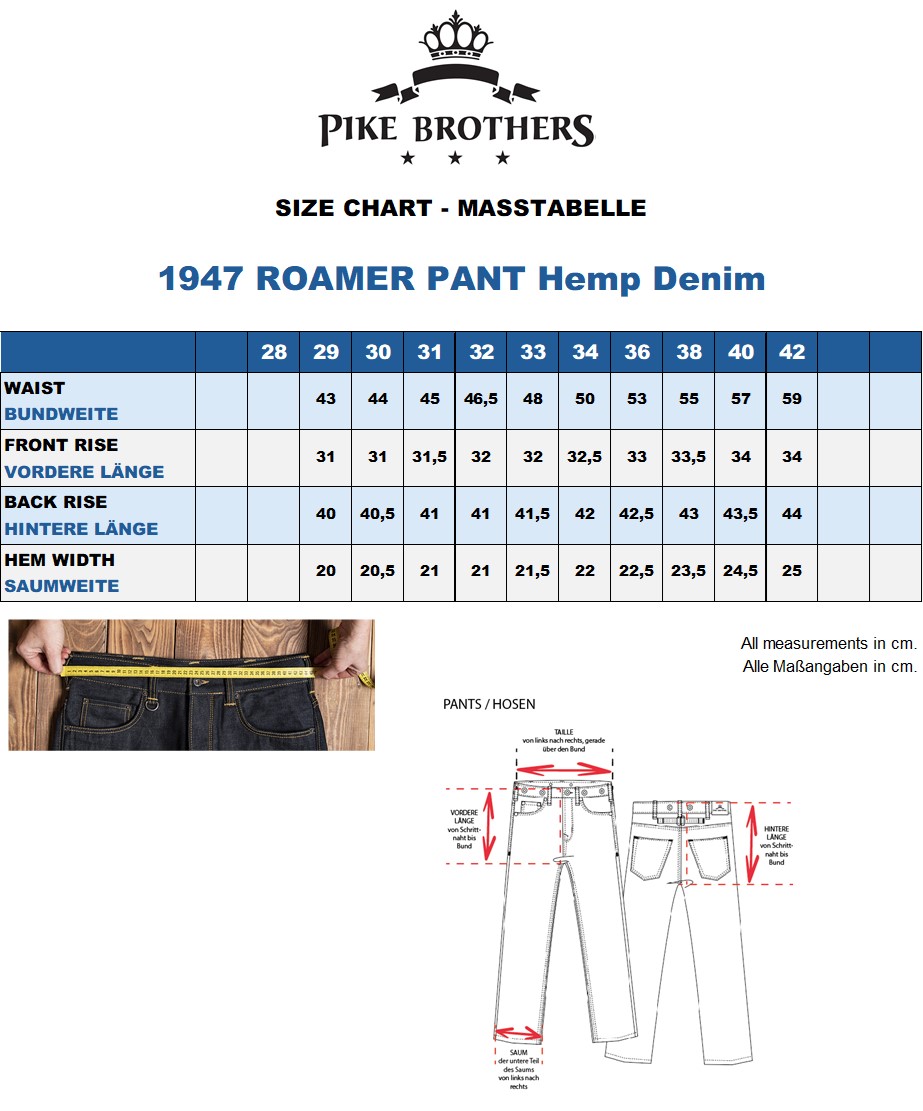1947 Roamer Pant – 14oz raw hemp selvage denim jeans W32-L34-